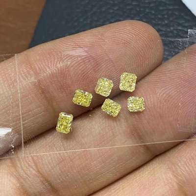 0.97ct Total 6pcs Natural Fancy Yellow - Fancy Intense Yellow VS-SI Clarity Radiant Cut Diamonds