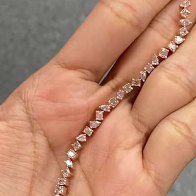 4.06cts Total weight 49 pcs Natural Mix Shape Pink Diamonds set in 18K Rose gold Tennis Bracelet