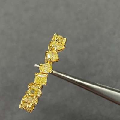 Natural Fancy Yellow Mix Shape Full eternity Ring in 18k Gold.