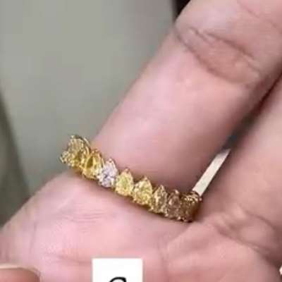  Natural Fancy Mix colour pear shaped diamonds set in 18 K gold eternity ring 