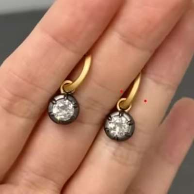  0.53ct & 0.54ct GIA Certified Natural J Color VVS2 Old European Diamond Hoop Earrings in 18k gold