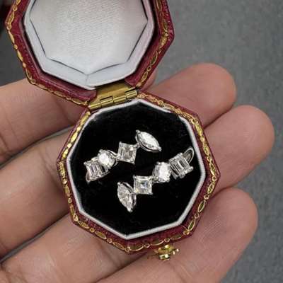 Natural White Diamond Open Setting ring in 18k White Gold.