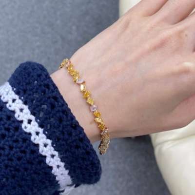 Natural Unique Mix Fancy Color Diamond Bracelet in 18k Gold.