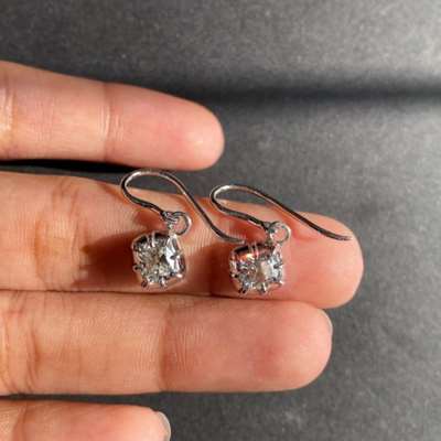 0.70ct & 0.70ct GIA Certified Natural i Color VS1 Clarity Old Cut Cushions Shape diamond Earings in 18k White gold.