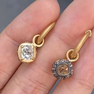 0.56ct & 0.56ct gia certified g vs2 & h vs2 old cut cushions.