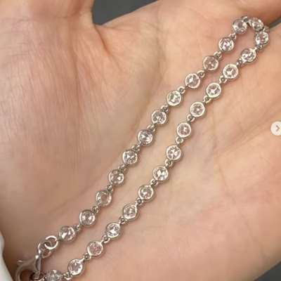 Round Rose Cut Tennis Bracelet in 18K White Gold