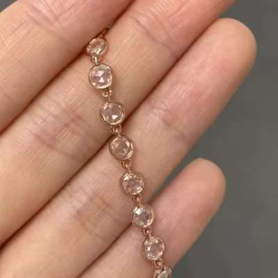 Natural Round Rosecut Tennis Bracelet in 18k Rosegold Setting.