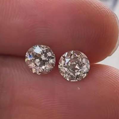 1.12ct Total weight Matching Pair of Natural MN Colour VS2 Clarity GENUINE ANTIQUE Old European Brilliant diamonds