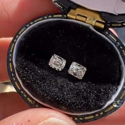 0.60ct Total Weight Matching Pair Of Natural IJ Color VS -SI Clarity Peruzzi Cut Old Miner Diamonds