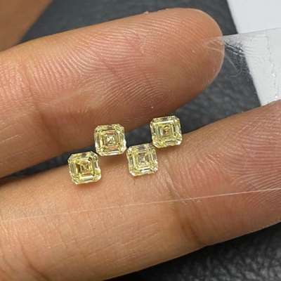 1.22ct Total 4pcs Natural Fancy Yellow VVS-VS Clarity Asscher Cut Diamonds