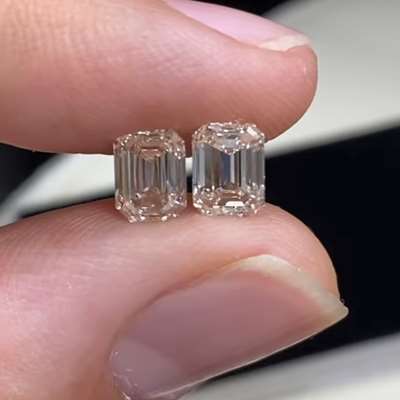 0.90ct & 0.91ct Matching Pair Of GIA Certified Natural M Color VVS1 & VVS2 Clarity Emerald Cut Diamonds + 2 ring setting in 18k gold