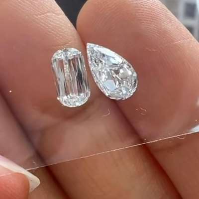 0.85ct total weight Layout of Natural DE Color VVS-VS Clarity Pear & Long Scissor Cut Diamond