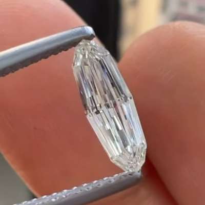  0.61ct GIA Certified Natural H Color IF Clarity Moval Shape Step Cut Diamond