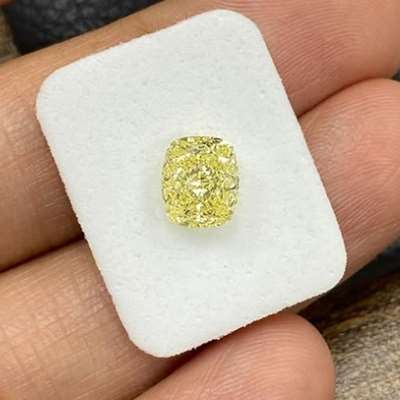 2.00ct GIA Certified Natural Fancy Light Yellow VS1 Clarity Cushion Cut Diamond