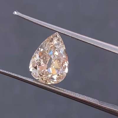 2.02ct natural peachy brown old cut pear vs1 diamond