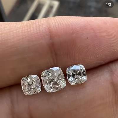 Natural GIA Certified Old Miner Cut Diamond Layout For a 3 stone ring.