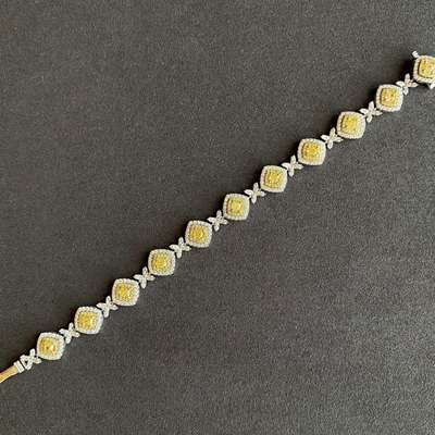 Beautifully designed Natural fancy yellow cushion bracelet in 18k gold