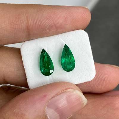 2.72ct Total Weight Matching Pair Of Natural Zambian Emerald In Pear Shape Gemstones