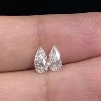 0.50ct & 0.50ct GIA Certified Matching Pair Of Natural H & i Color VS1 Clarity Long Pear Shape Diamonds