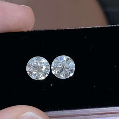 1.40ct & 1.37ct Matching Pair Of Natural KL Color VS-SI Clarity Old European Cut Diamonds