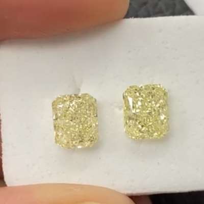 1.01ct and 1.06ct Matching Pair of GIA Certified Natural Light Yellow ( W to X and Y to Z) VS1 and VS2 Radiant Cut Diamond Pair