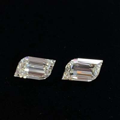 2.30ct Total Weight Matching Pair Of Natural IJK Color VS Clarity rhomboid Shape Step Cut Diamond 