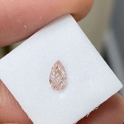 0.26ct GIA Certified Natural Fancy Brownish Pink VS2 Clarity Pear Shape Diamond