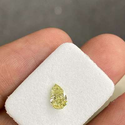 0.57ct GIA Certified Natural Fancy Yellow VS2 Clarity Pear Shape Diamond