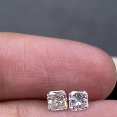 0.45ct Total Weight Matching Pair of Natural FG VVS VS Radiant Cut Diamond pair