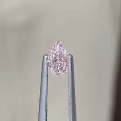0.33ct GIA Certified Natural Fancy Orangy Pink SI2 Clarity Eyeclean Pear Shape Diamond 