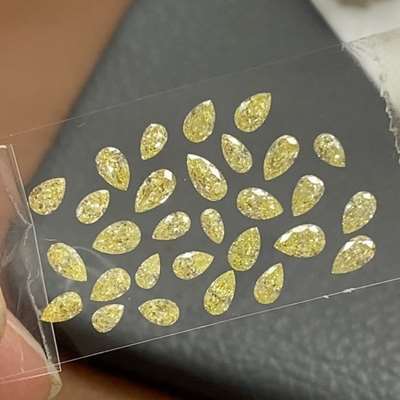 2.48ct Total 27pcs Natural Fancy Yellow VS-SI Clarity Pear Shape Diamond Layout 