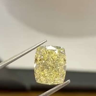 3.01ct GIA Certified Natural Light Yellow (u to v range) VVS2 Clarity Long Cushion Cut Diamond