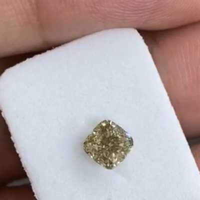 1.01ct GIA Certified Natural Fancy Brown Greenish Yellow SI1 Clarity Cushion Cut Diamond