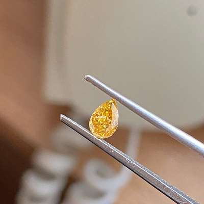 0.29cts GIA certified Natural Fancy Intense Yellow-Orange VS2 clarity Pear shape Diamond 