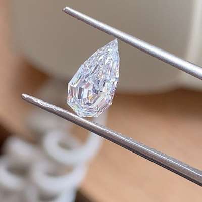 1.01cts GIA certified H color VVS2 clarity Step cut Pear shape Diamond