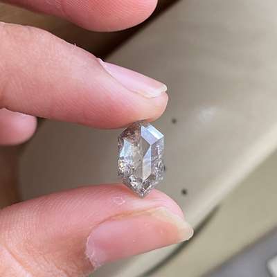 2.49ers Natural Icy Long Hexagon Shaped Rosecut Diamond
