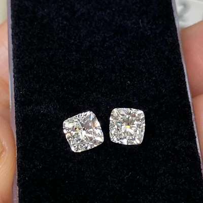 1.00ct & 1.02ct GIA Certified Matching Pair Of Natural i Color VVS2 Clarity Cushion Cut Diamonds 