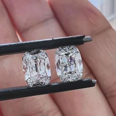 0.90ct & 0.82ct GIA Certified Matching Pair Of Natural D Color VS1 & VS2 Clarity Old Antique Cut Long Cushion Shape Diamonds