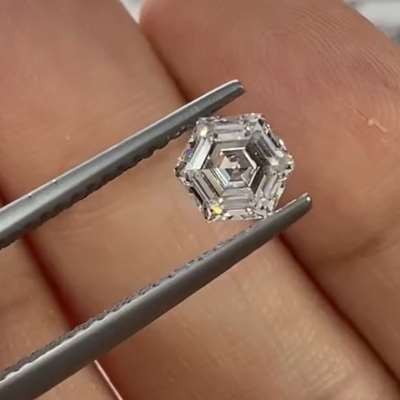 0.63ct GIA Certified Natural G Color VVS2 Clarity Step Cut Hexagon Shape Diamond 