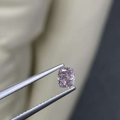 0.51ct GIA Certified Natural Fancy Brownish Purplish Pink I1 Clarity Eyeclean Long Cushion Cut Diamond