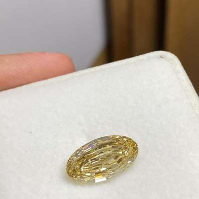 5.74ct Natural Fancy Brownish Greenish Yellow SI1 Clarity Eyeclean Long Step Cut Moval Shape Diamond