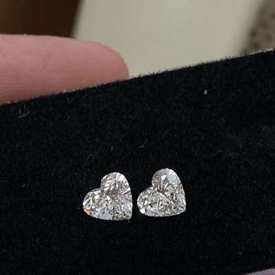 0.70ct & 0.70ct GIA Certified Matching Pair Of Natural J Color VVS1 & VVS2 Clarity Heart Shape Diamonds