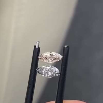 0.31ct GIA Certified Natural Fancy Light Gray VS1 Marquise & 0.29ct GIA Natural Light pinkish brown SI2 Marquise Diamonds