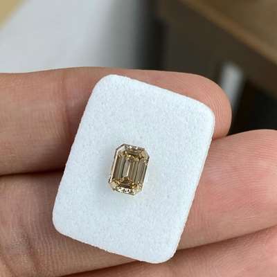 1.09ct Natural Champagne Brown VVS2 Clarity Emerald Cut Diamond