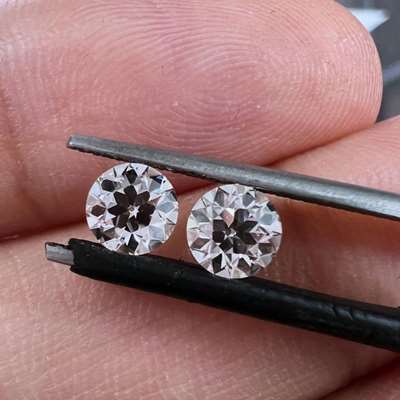 0.89ct Total Weight Matching Pair Of Natural IJ Color VS-VS Clarity Old European Brilliant Cut Diamond 