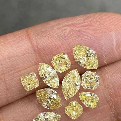 4.10cts total weight 10 pieces natural fancy light yellow vs-si clarity mix fancy shape diamond layout