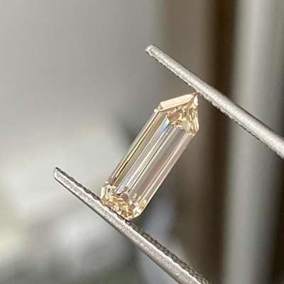 0.79ct Natural Peachy Brown Long Pentagon Shape Step Cut Diamond