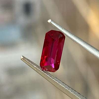 1.12ct GIA Certified Natural Mozambique No Heat No Treat Ruby Gemstone In Long Emerald Cut Shape