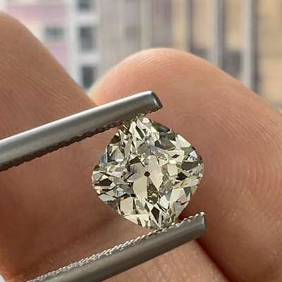 1.58ct GIA Certified Natural Fancy Light Brown Yellow SI1 Clarity Old Cut Cushion Shape Diamond