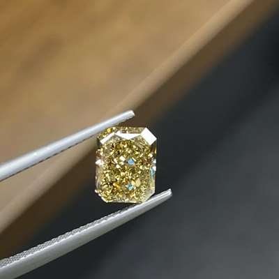 2.03ct GIA Certified Natural Fancy Deep Brownish Greenish Yellow VVS1 Clarity Long Radiant Cut Diamond 